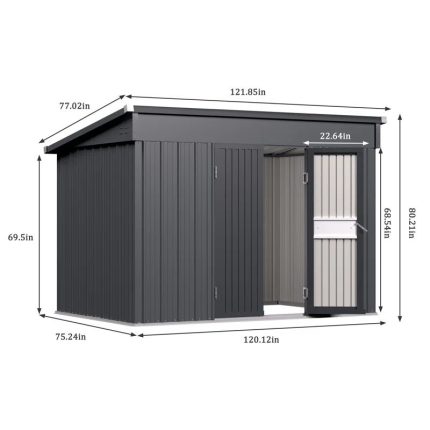 10 ft. W x 6 ft. D Metal Lean-to Storage Shed