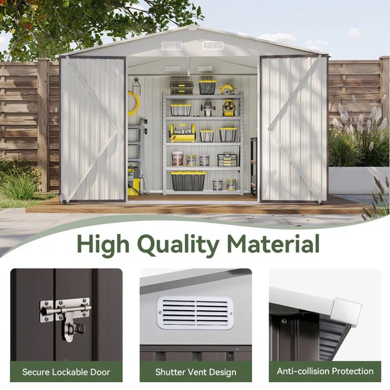 10 ft. W x 8 ft. D Metal Storage Shed