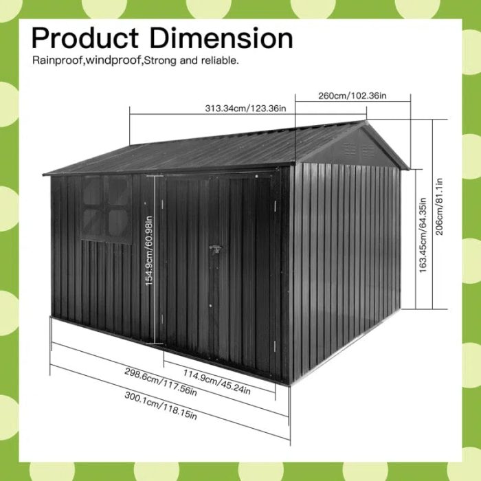 10 ft. W x 8 ft. D Metal Tool Shed