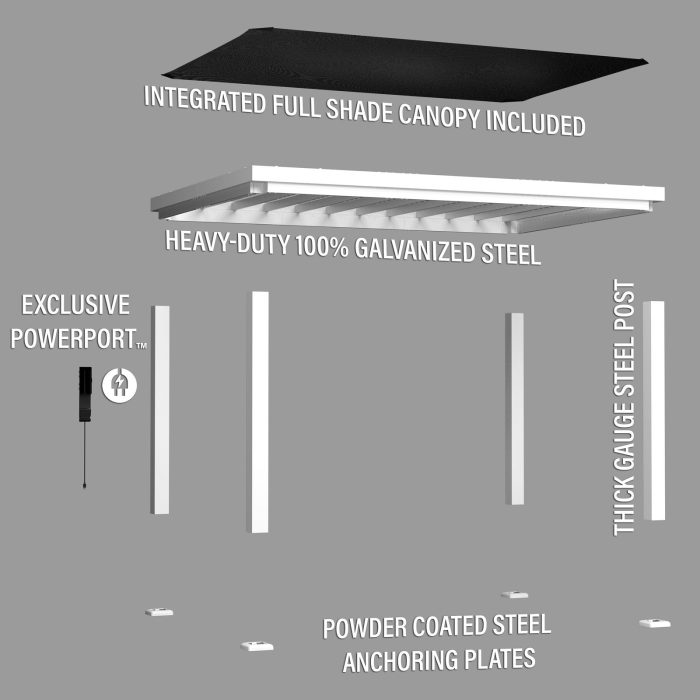 14×10 Windham Modern Steel Pergola With Sail Shade Soft Canopy
