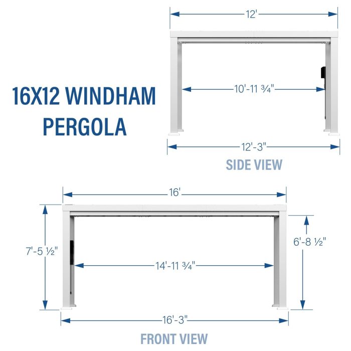 16×12 Windham Modern Steel Pergola With Sail Shade Soft Canopy