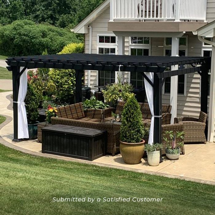 16×12 Stratford Traditional Steel Pergola With Sail Shade Soft Canopy