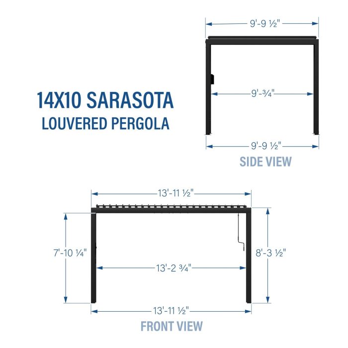 14×10 Sarasota Steel Louvered Pergola