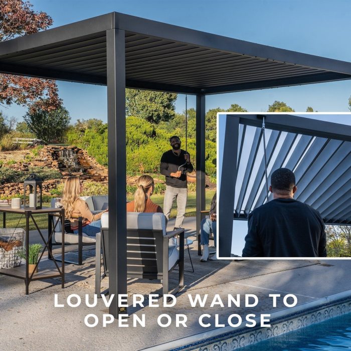 14×10 Sarasota Steel Louvered Pergola