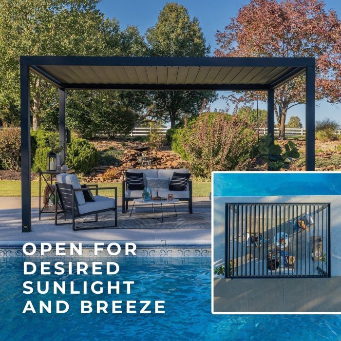 16×10 Sarasota Steel Louvered Pergola