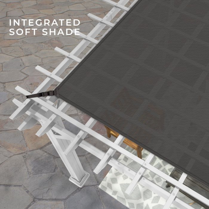 14×12 Hawthorne Traditional Steel Pergola With Sail Shade Soft Canopy