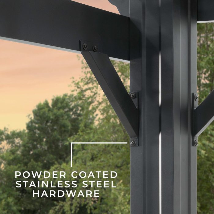 14×12 Stratford Traditional Steel Pergola With Sail Shade Soft Canopy
