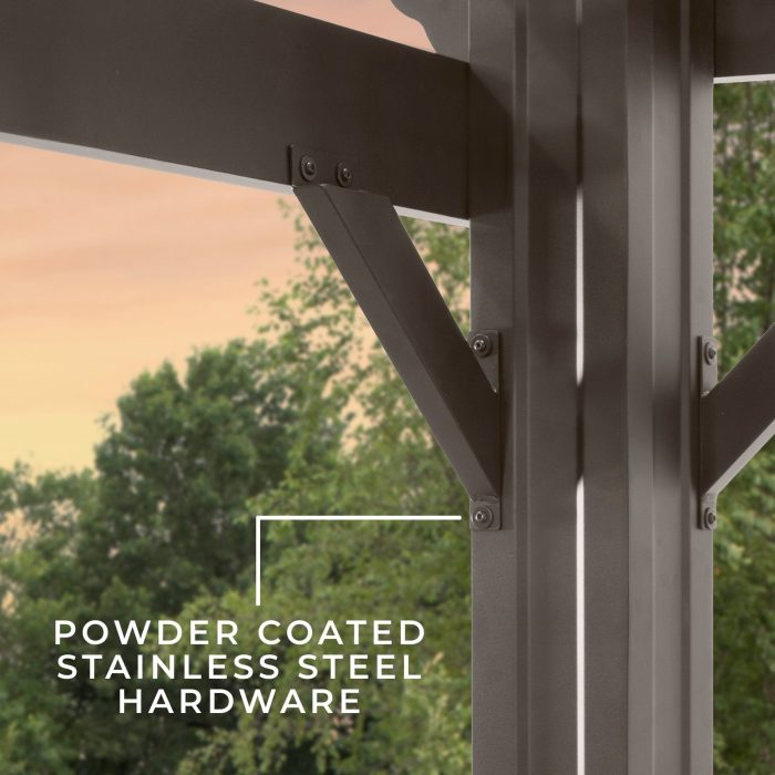 14×12 Ashford Traditional Steel Pergola With Sail Shade Soft Canopy