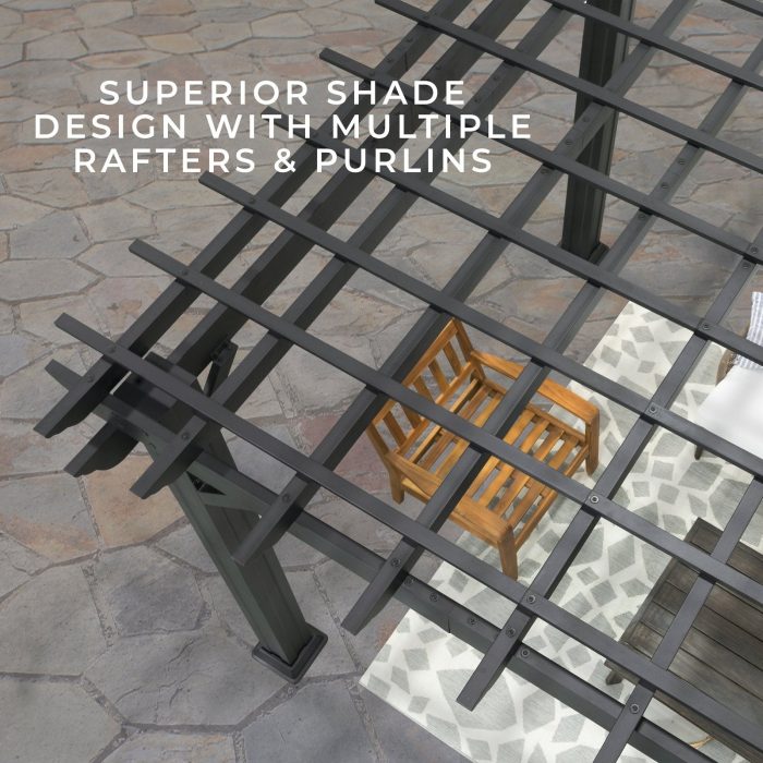 14×12 Stratford Traditional Steel Pergola With Sail Shade Soft Canopy