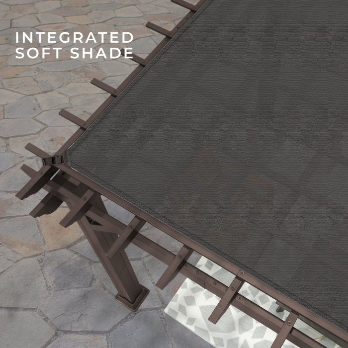 14×12 Ashford Traditional Steel Pergola With Sail Shade Soft Canopy