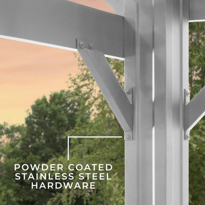 14×12 Hawthorne Traditional Steel Pergola With Sail Shade Soft Canopy