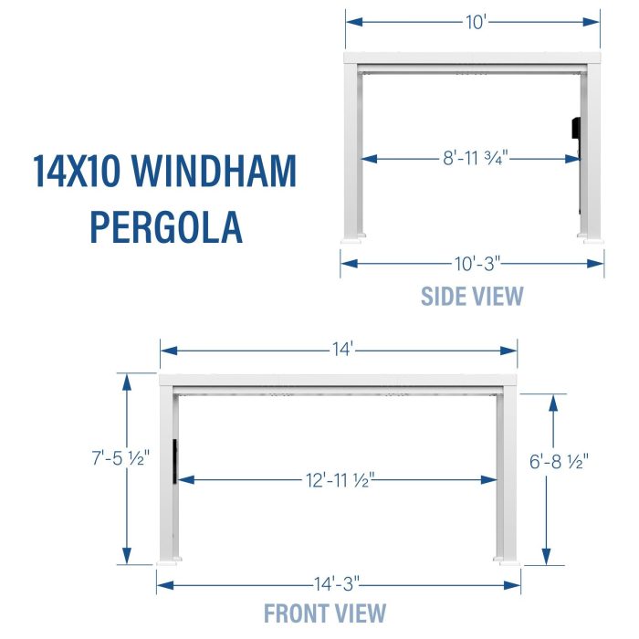14×10 Windham Modern Steel Pergola With Sail Shade Soft Canopy