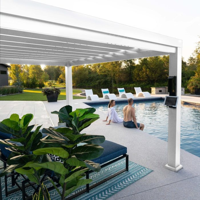 14×10 Windham Modern Steel Pergola With Sail Shade Soft Canopy