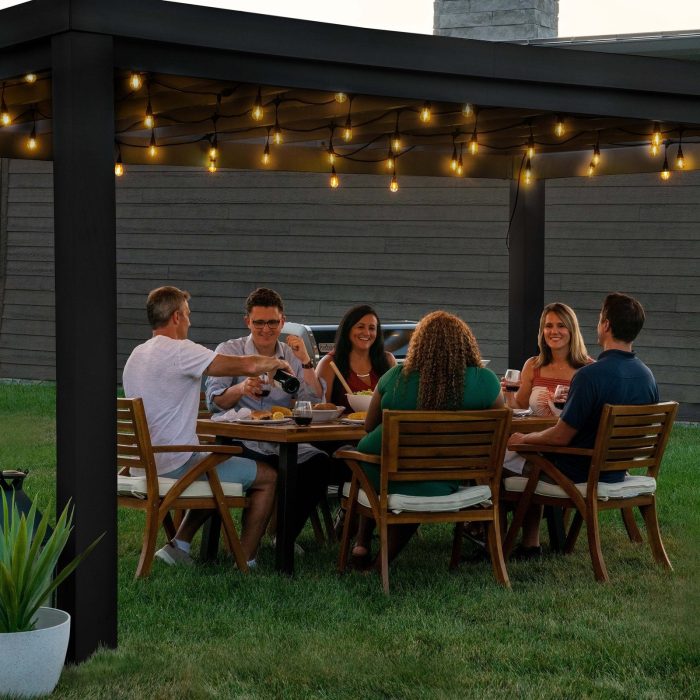 16×12 Trenton Modern Steel Pergola With Sail Shade Soft Canopy