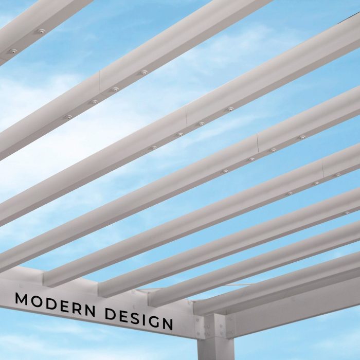 14×10 Windham Modern Steel Pergola With Sail Shade Soft Canopy