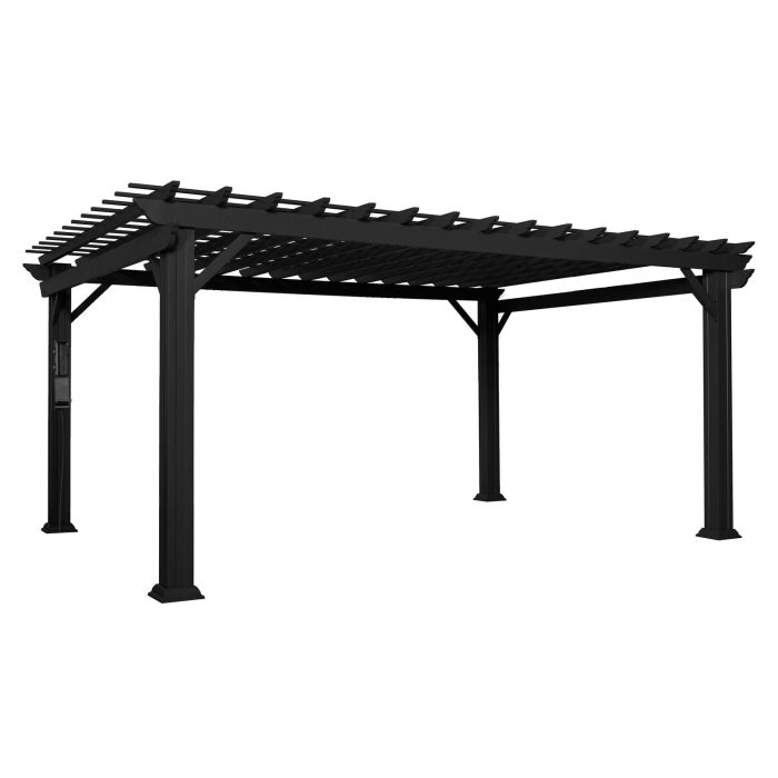 16×12 Stratford Traditional Steel Pergola With Sail Shade Soft Canopy