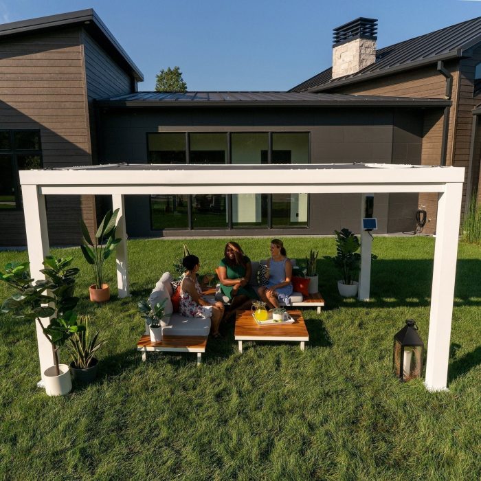 14×10 Windham Modern Steel Pergola With Sail Shade Soft Canopy