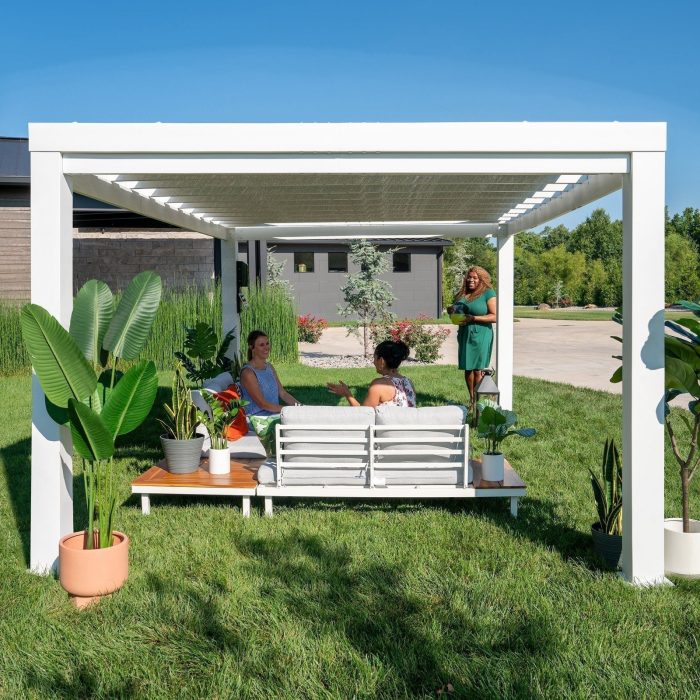 14×10 Windham Modern Steel Pergola With Sail Shade Soft Canopy
