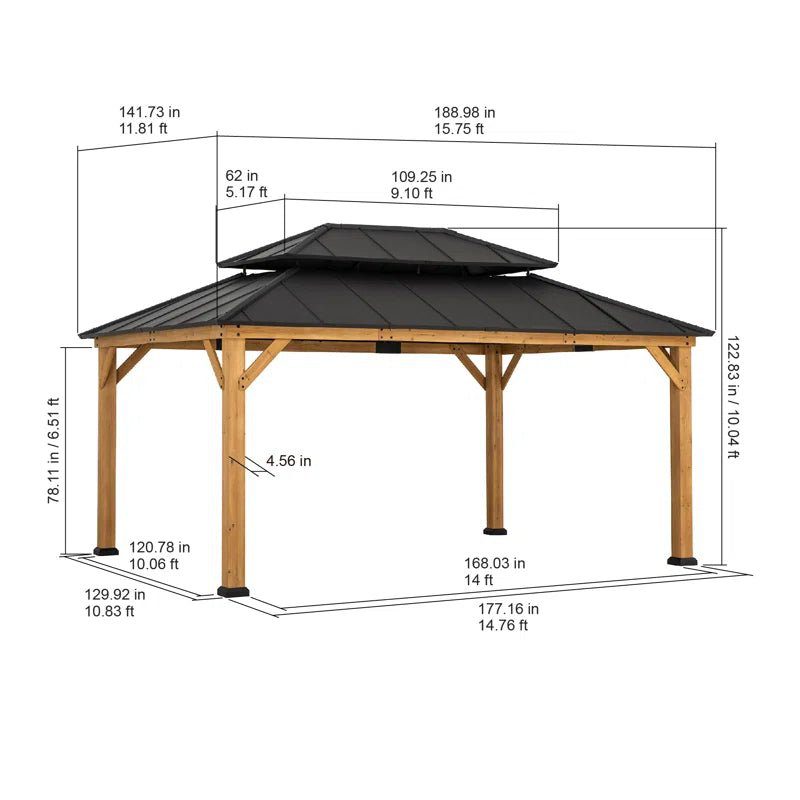 d9c2c53668a67f4cc479ad7bf826280b-1 16 Ft. W X 12 Ft. D Solid Wood Patio Gazebo
