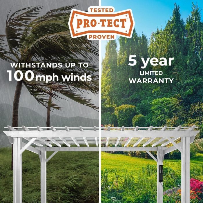 14×12 Hawthorne Traditional Steel Pergola With Sail Shade Soft Canopy